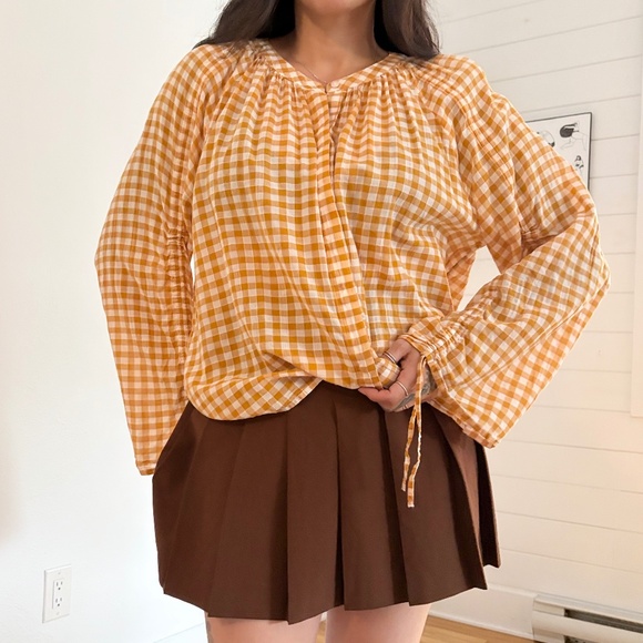 GAP ruched sleeve gingham top - Picture 6 of 8